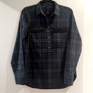 J. Crew Black Watch Plaid Embellished Shirt